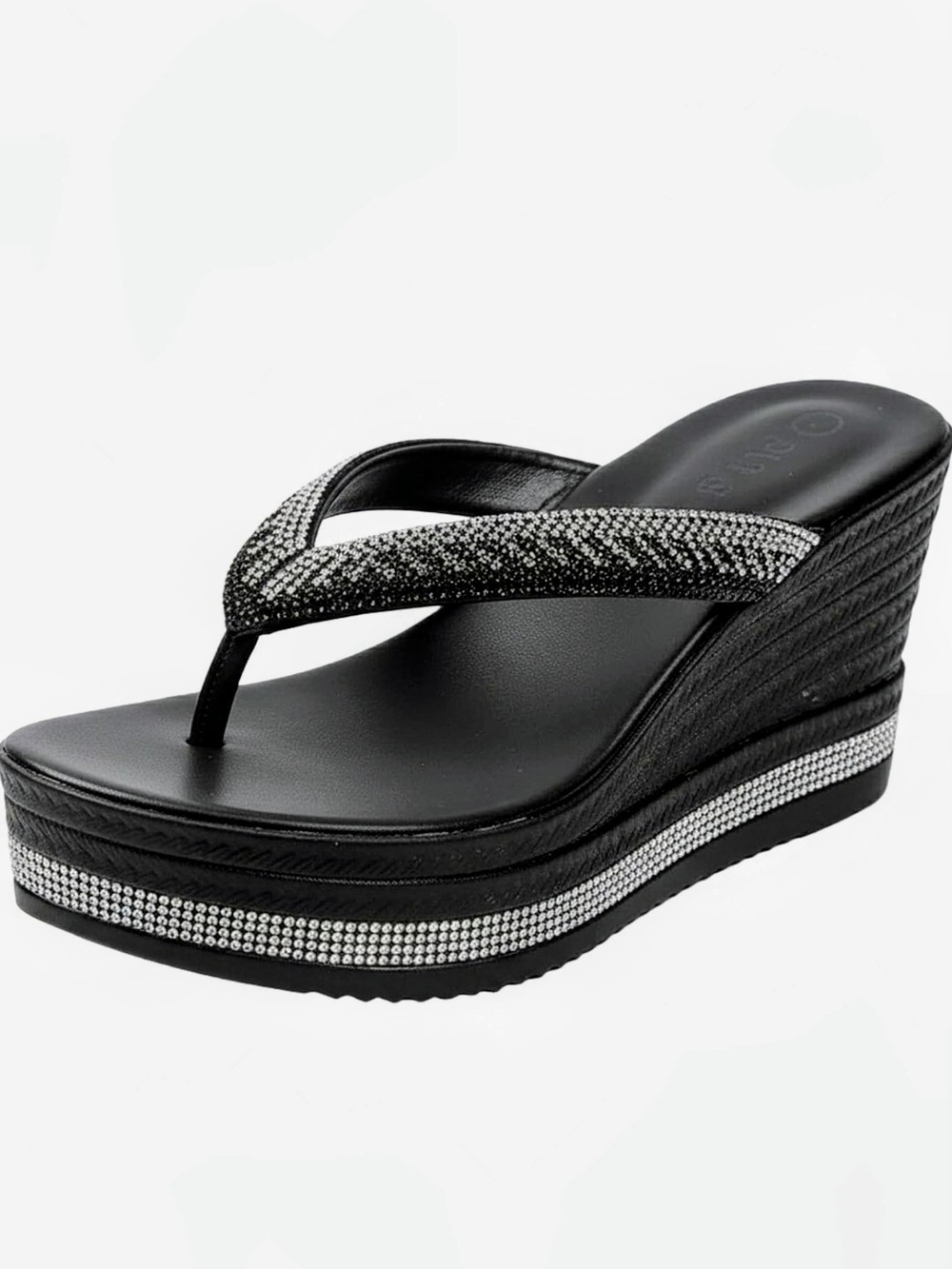 Rhinestone Platform Wedge Flip Flops Women's Size EU 43 US Size 11.5-12